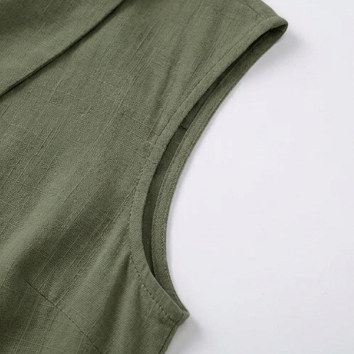 Damen Sommertop, ärmellose V-Ausschnitt Bluse, ideal für einen eleganten Sommerlook im Büro oder Freizeit.