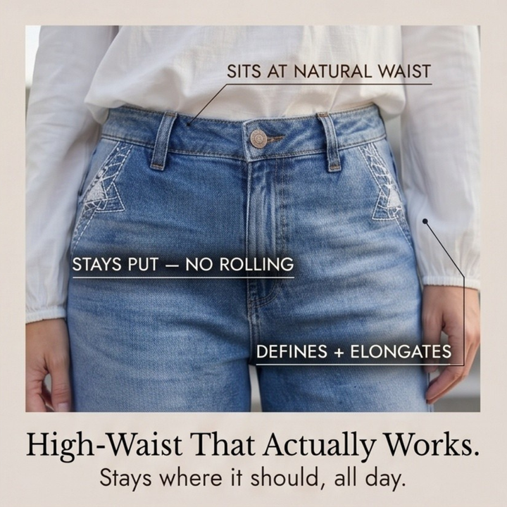 Damen Wide-Leg Jeans, hoher Bund, Flare-Schnitt, Vintage-Stil, schmeichelhaft für jede Figur.