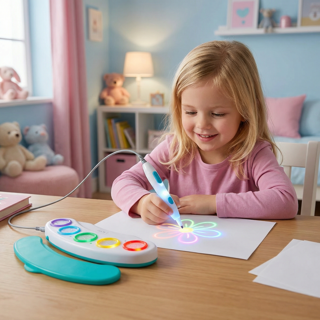 Leuchtender Zauber-Malstift für Kinder, ein ideales Geschenk. Kreatives Spielzeug für Malen mit Licht.