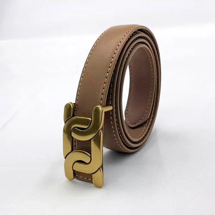 Schicker Unisex Gürtel mit glatter goldener Schnalle. Stilvolles Accessoire für Hosen, Jeans & Kleider.
