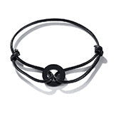 Minimalistisches Herren Armband aus schwarzem Leder; moderner & stilvoller Schmuck für Männer.