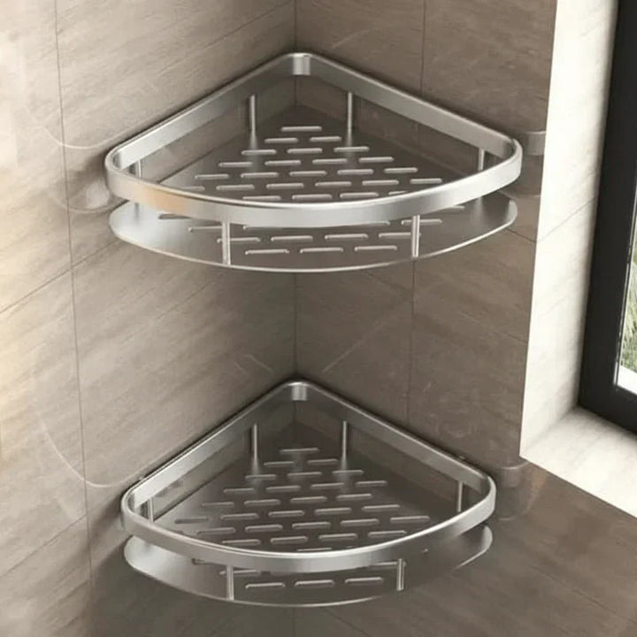 Elegantes Duschregal aus Edelstahl, selbstklebend, rostfrei & pflegeleicht, modern.