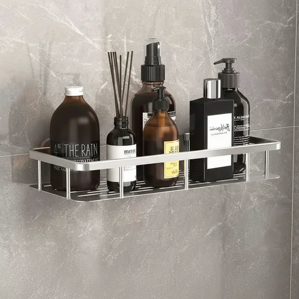 Selbstklebendes Badregal mit modernem Design, ohne Bohren, für Fliesen & glatte Wände.