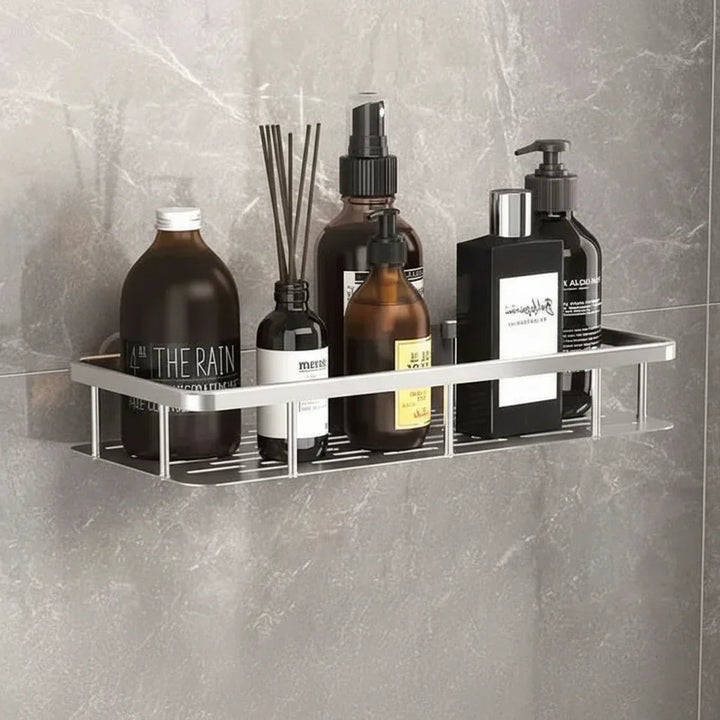 Selbstklebendes Badregal mit modernem Design, ohne Bohren, für Fliesen & glatte Wände.