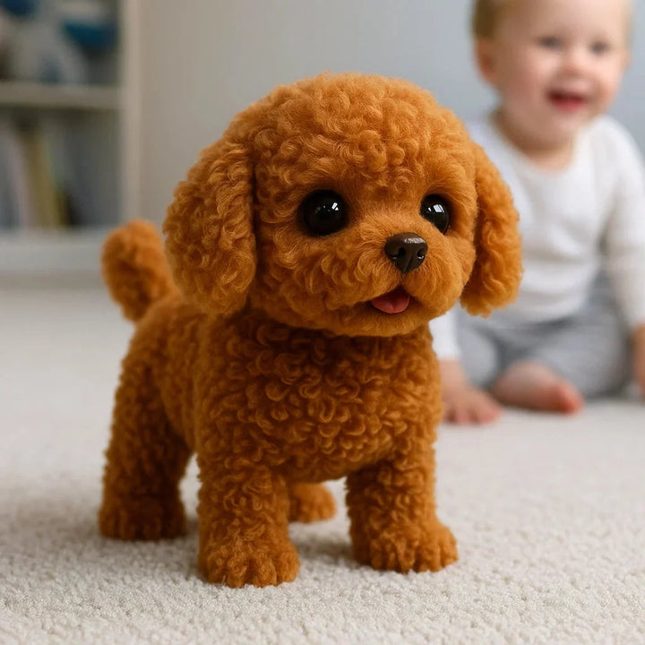 Weicher, realistischer Plüschhund als kuscheliger Spielzeug-Welpe für Kinder. Interaktives Tierfreund-Geschenk.