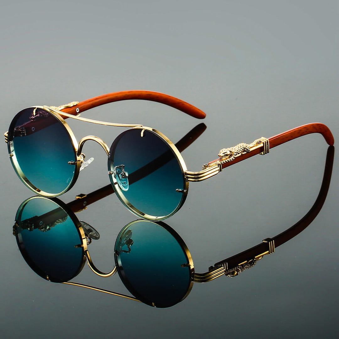 Stilvolle Unisex Vintage Sonnenbrille, rund, mit effektivem UV400 Schutz. Ein modisches Accessoire.