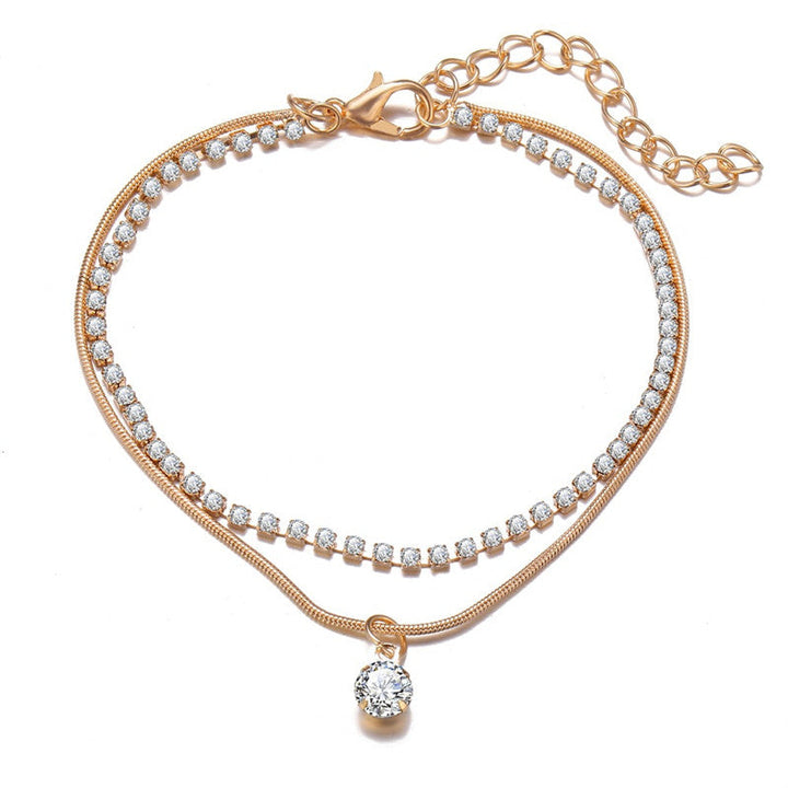 Funkelnde Damen Fußkette mit Perlen, ein attraktives Accessoire für den Sommer.