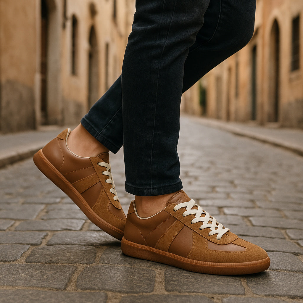 Klassische Herren-Sneakers: Schnürschuhe mit stilvollem Design und hohem Tragekomfort, ideal für Freizeit und Alltag.