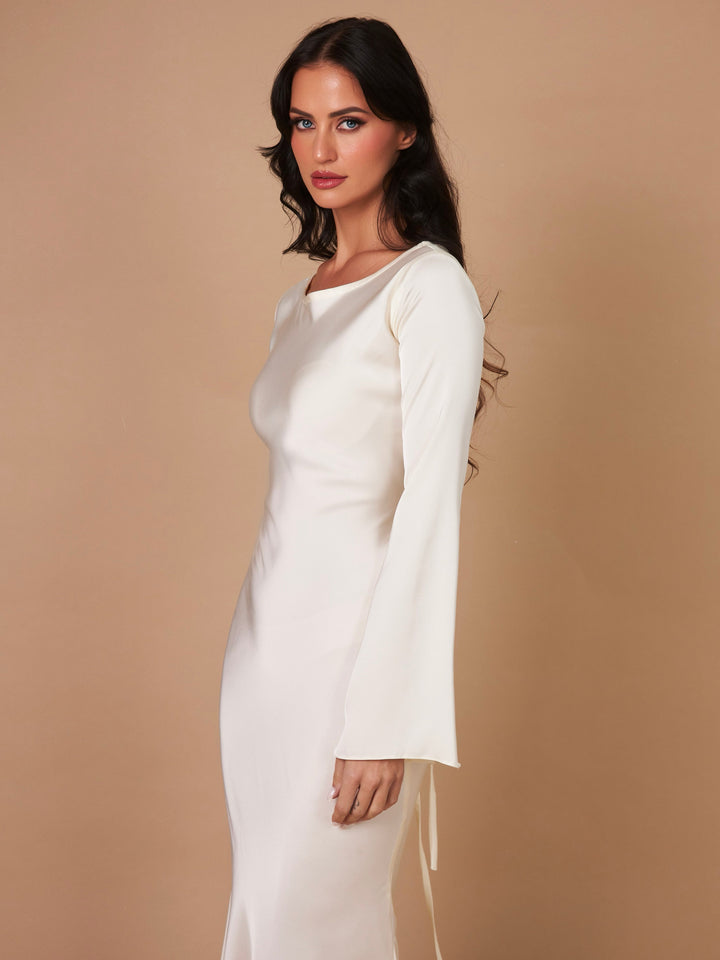 Modernes Damen Langarm Maxikleid, einfarbig. Stilvoll für Büro & Abendveranstaltungen.