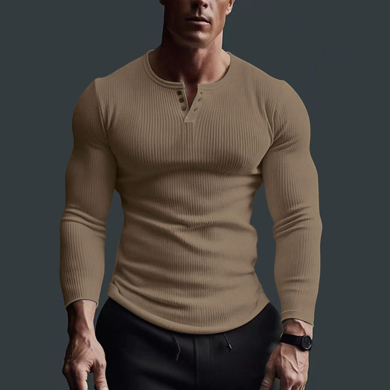 Herren Langarmshirt figurbetont, elegant und modern. Slimfit Rundhals-Oberteil für stilvolle Alltagsmode.