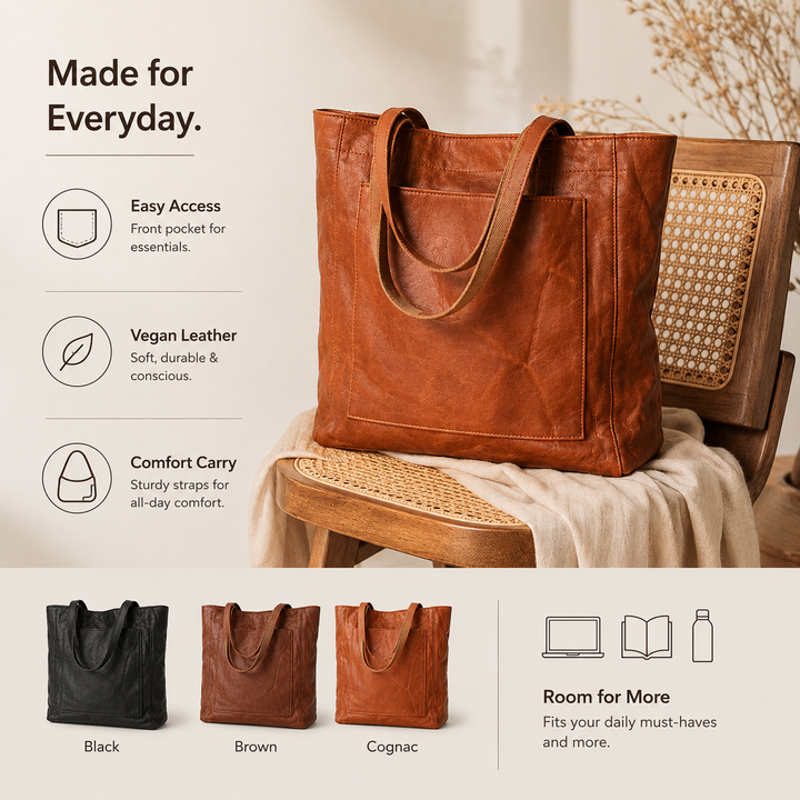 Damen-Schultertasche in schwarzer Lederoptik, perfekt als elegante Handtasche für den Business-Look.