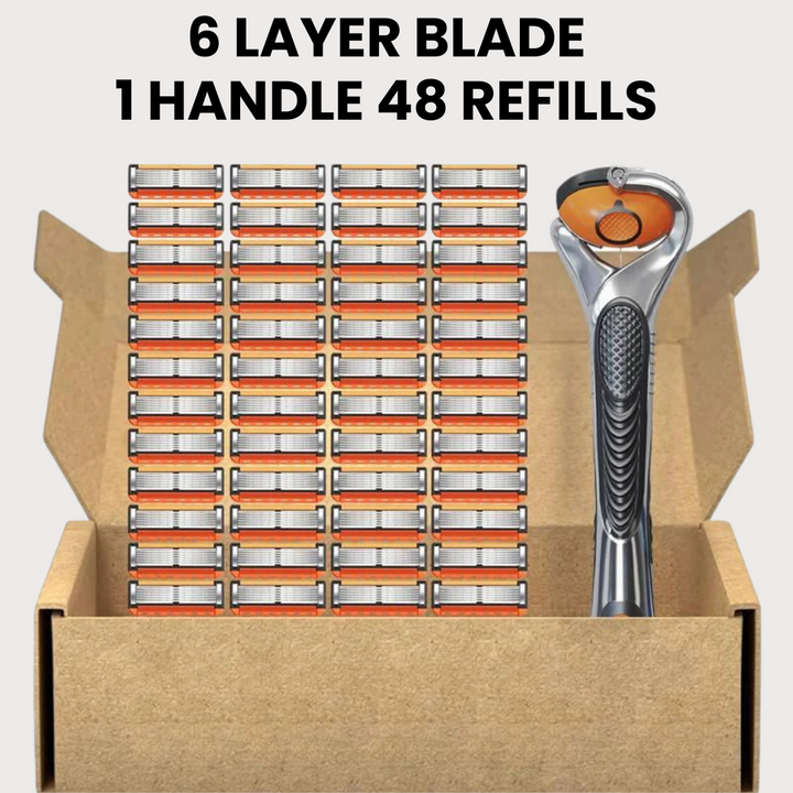 Nahaufnahme des hochwertigen Rasierklingen-Sets; perfekt für die präzise Bartpflege von Männern.