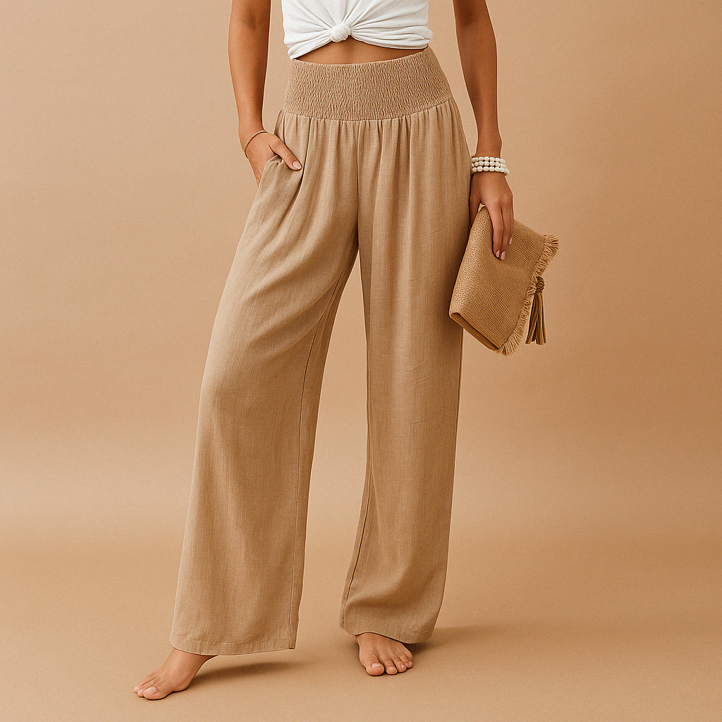 Damen Sommerhose mit elastischem Bund für maximalen Komfort und geradem Schnitt, ideal für Freizeit.