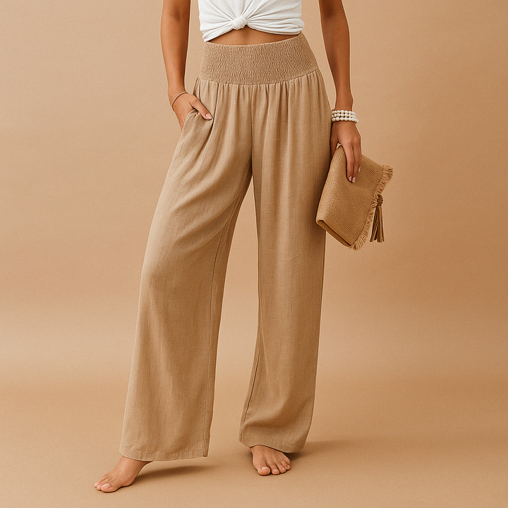 Damen Sommerhose mit elastischem Bund für maximalen Komfort und geradem Schnitt, ideal für Freizeit.