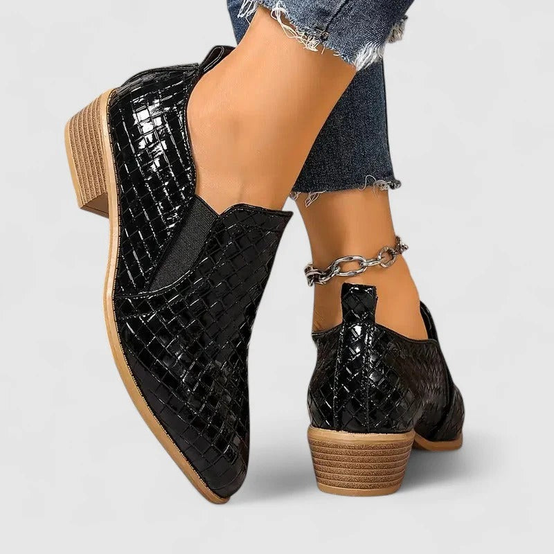 Bequeme Damen Loafer mit elegantem Blockabsatz, spitzer Zehenpartie; perfekt für Frühling, Herbst, Winter.