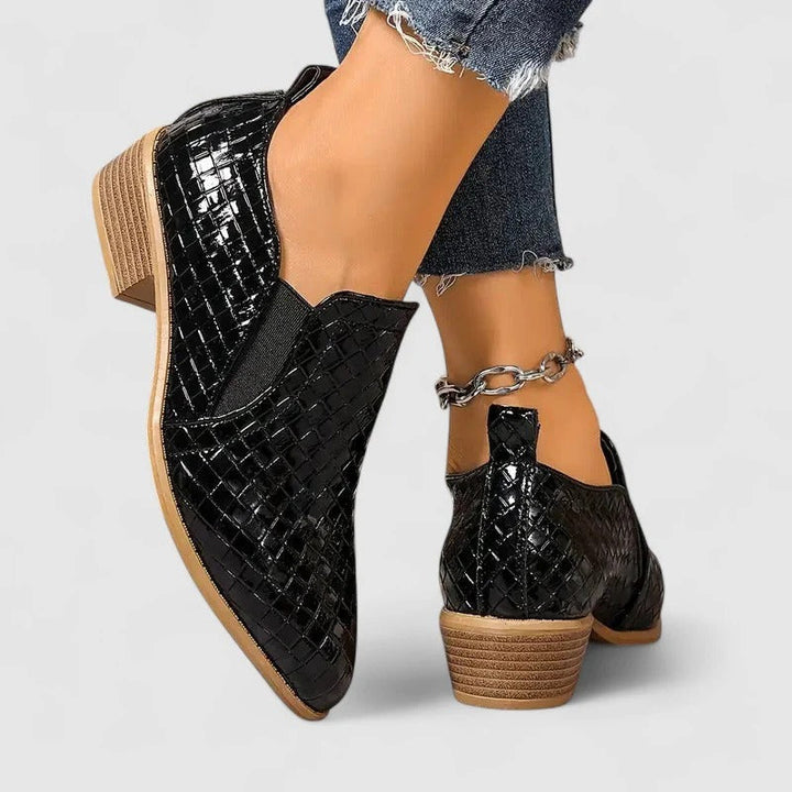 Bequeme Damen Loafer mit elegantem Blockabsatz, spitzer Zehenpartie; perfekt für Frühling, Herbst, Winter.