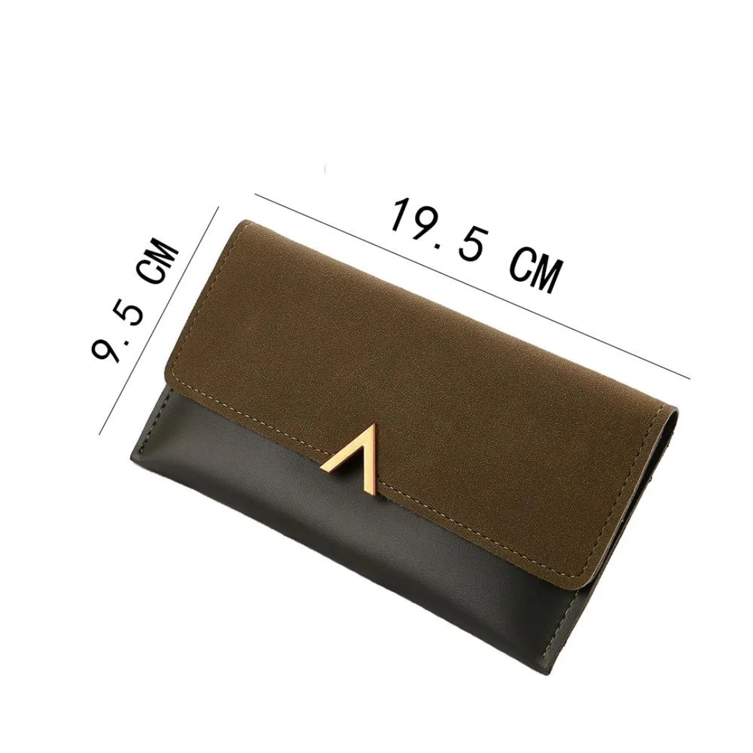 Elegantes unisex Accessoire: lange Geldbörse, schwarz, mit Goldverschluss und praktischen Fächern.