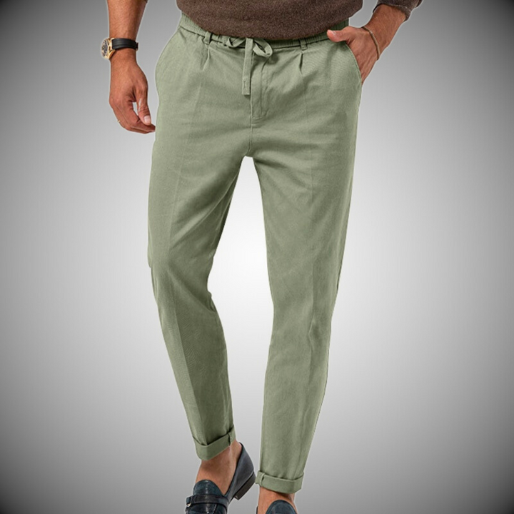 Loris Herren-Schnürhose in Beige, bequeme Freizeithose mit lockerer Passform für stilvolle Sommermode.