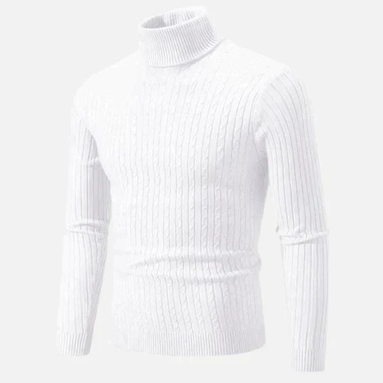 Eleganter Herren-Rollkragenpullover, perfekt für kalte Wintertage. Warmes Langarm-Oberteil im Männerstil.