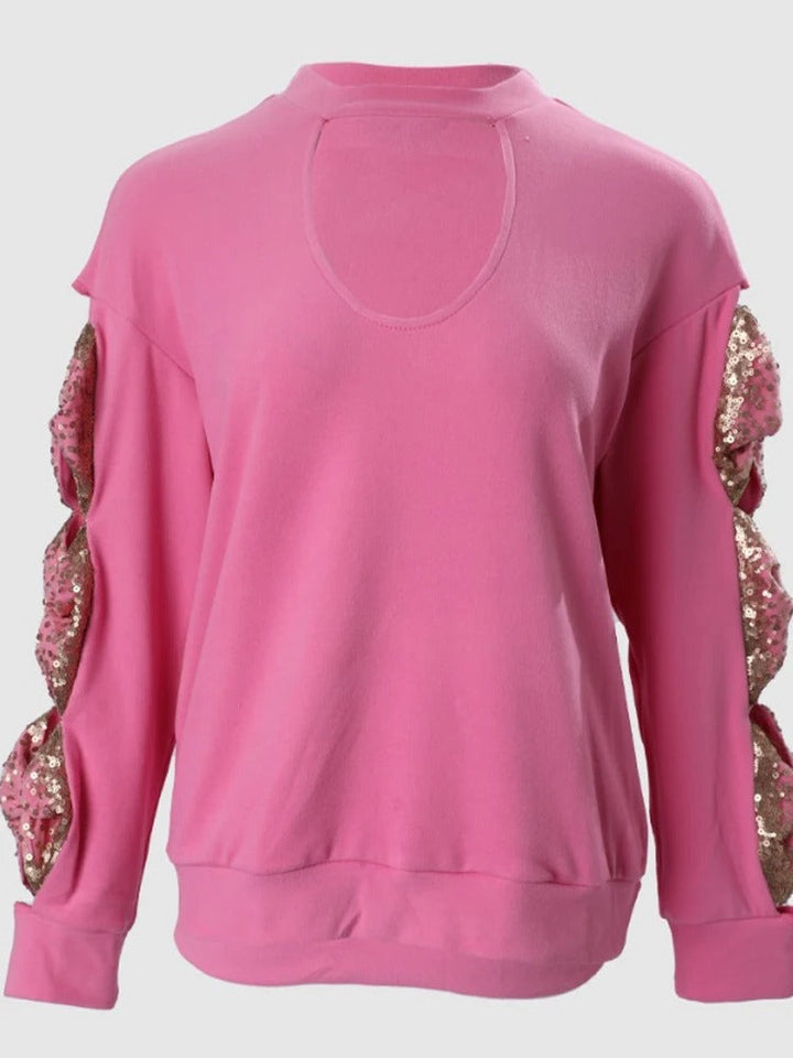 Schimmernder Damen Langarmpullover in Aprikose, elegant & warm. Perfekt für stilvolle Herbst- und Winteroutfits.