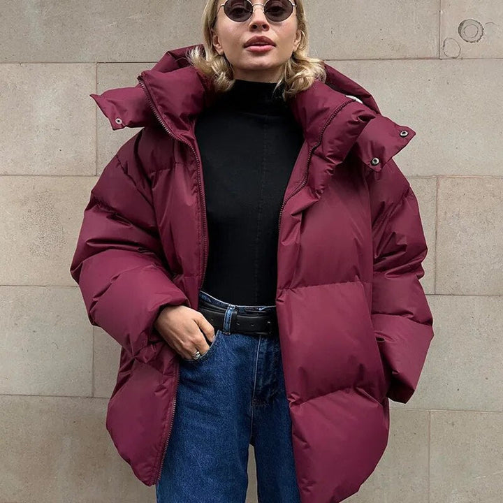 Stylische Damen Oversize Kapuzenjacke, weich und bequem, perfekt für entspannte Alltags-Looks.