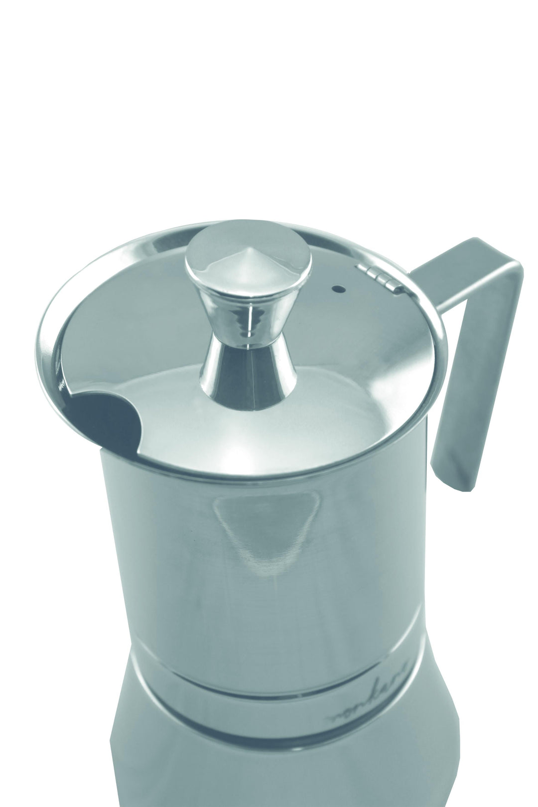 Moderner Espressokocher aus Edelstahl, zaubert authentischen Espresso auf jedem Herd. Praktisches Küchengerät.