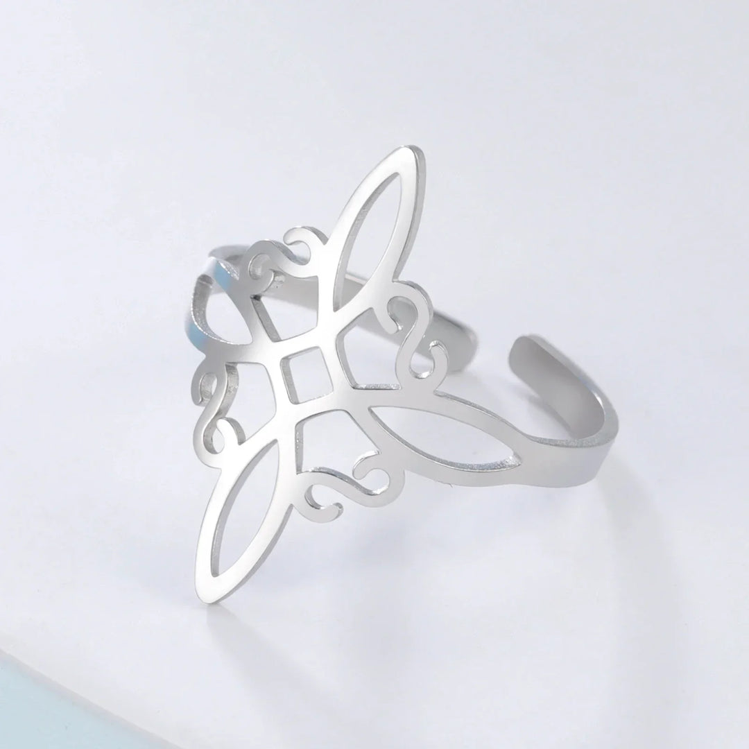 Unisex Kreuzknoten-Schutzring, verstellbar, symbolisiert Stärke & Frieden. Handgefertigter Schmuck.