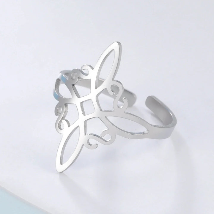 Unisex Kreuzknoten-Schutzring, verstellbar, symbolisiert Stärke & Frieden. Handgefertigter Schmuck.