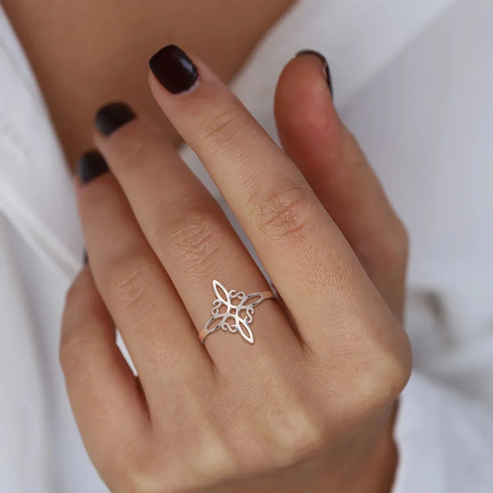 Unisex Schmuck-Schutzring mit Kreuzknoten, verstellbar, spirituelles Geschenk für Stärke & Frieden.