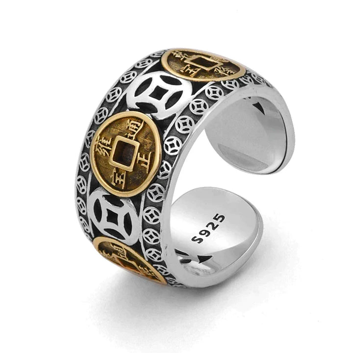Unisex Reichtumsring aus Sterling-Silber für Glück und Erfolg.
