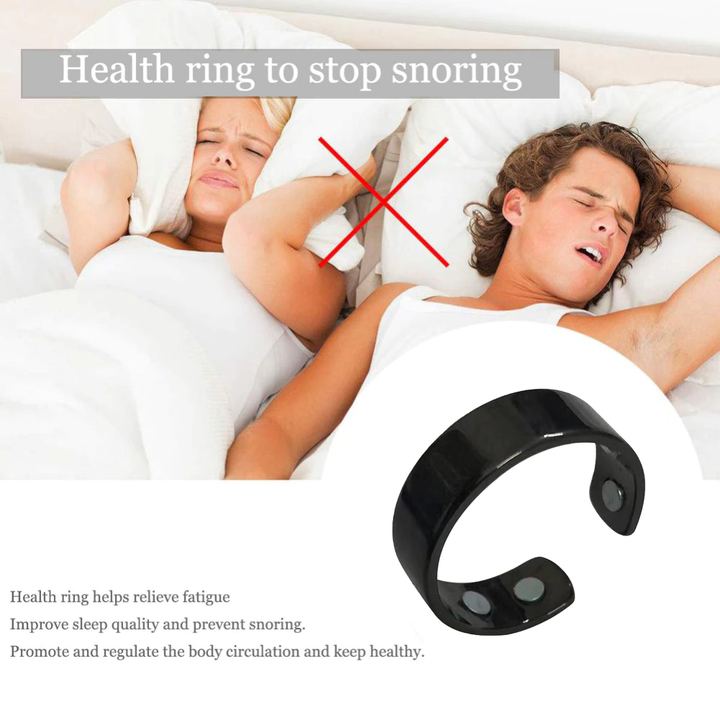 Unisex Anti-Schnarch-Ring mit Akupressur-Magnet, silberfarben, für ruhigen & erholsamen Schlaf.