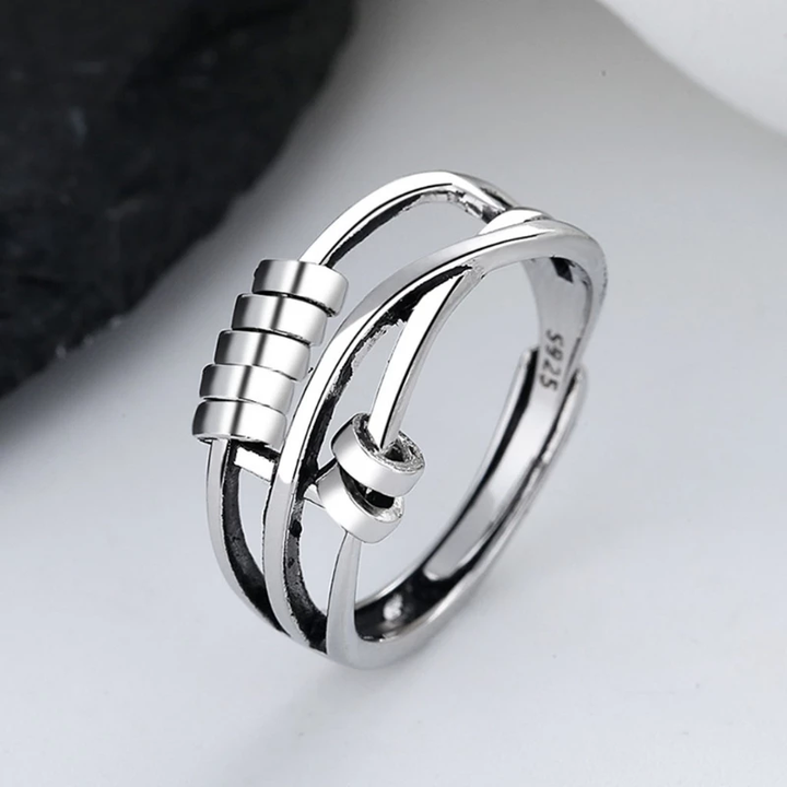 Verstellbarer Unisex-Spinnerring aus 925 Silber, ideal als Beruhigungsring bei Angst und zur Förderung der Achtsamkeit.