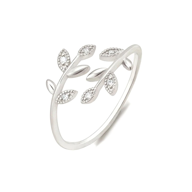 Verstellbarer Damen Blattring, filigranes Design. Symbolschmuck für Wachstum & Erneuerung. Perfekte Geschenkidee.