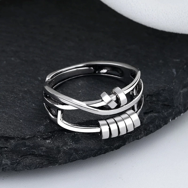 Eleganter Anti-Angst-Ring aus 925 Sterling-Silber; ein Unisex-Geschenk für Stressabbau und Nervositätslinderung.
