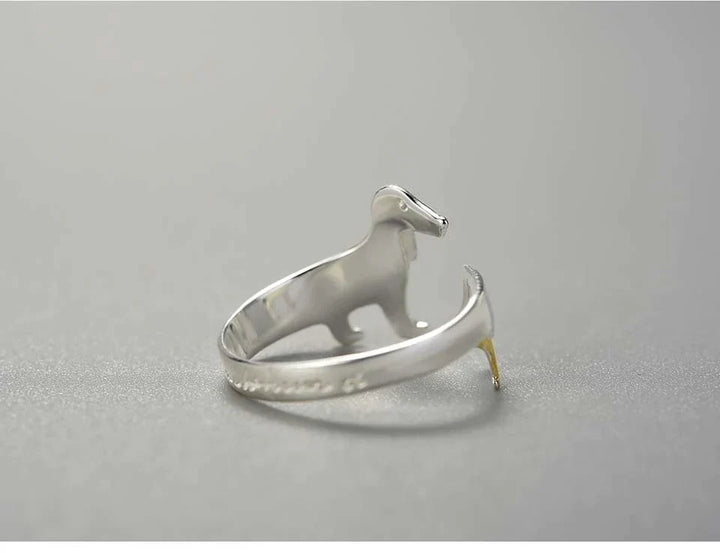 Eleganter Dackel-Silberring, verstellbar, 925 Sterlingsilber, Damenring, ein Must-have für Tierfreunde.
