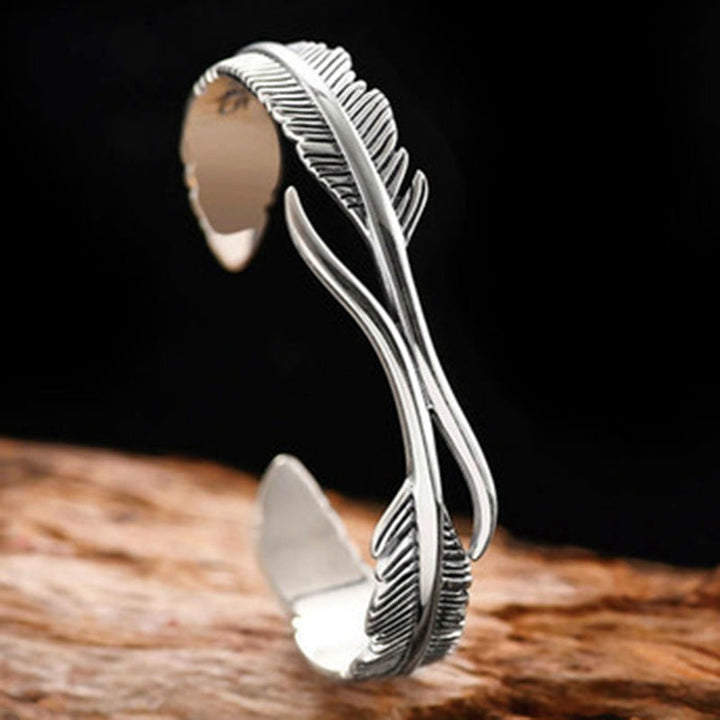 Exquisites 925er Silber Federarmband unisex, verstellbar. Perfekte Geschenkidee mit Schutzengel-Symbolik.
