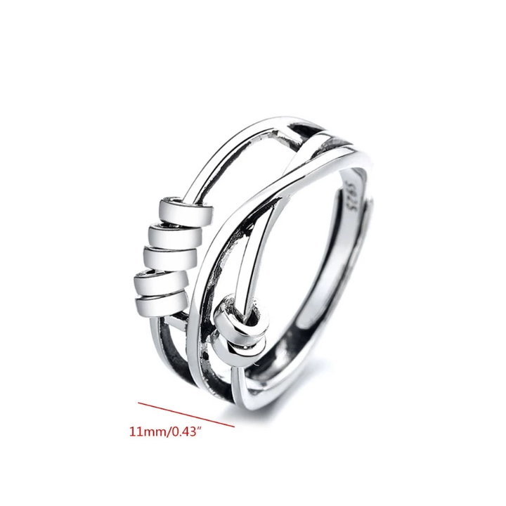 Detailreicher 925 Silber Spinnerring, unisex, als Schmuck und effektiver Beruhigungsring für täglichen Stress.