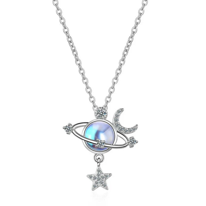 Funkelnde Mädchen Silberkette "Unendliche Liebe" mit Stern. Sterlingsilber Schmuck für Tochter, Geschenkidee.