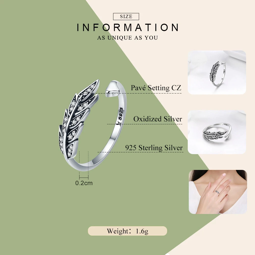 Moderner verstellbarer Damenring aus Sterlingsilber mit filigranem Blatt-Design, Naturschmuck.