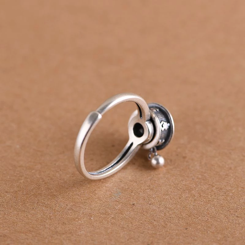 Eleganter 925 Silber Unisex Spinnerring mit Lotusblüten-Design, angstlösend & verstellbar.