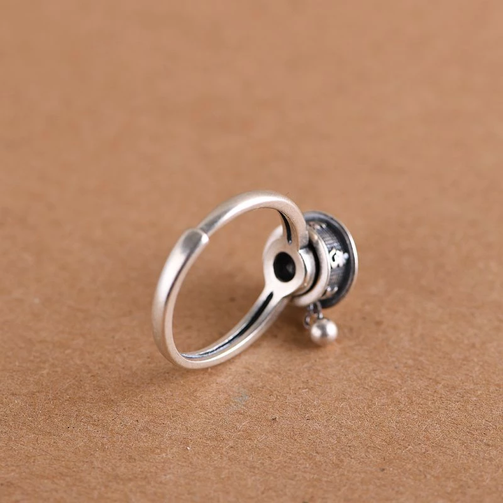 Eleganter 925 Silber Unisex Spinnerring mit Lotusblüten-Design, angstlösend & verstellbar.