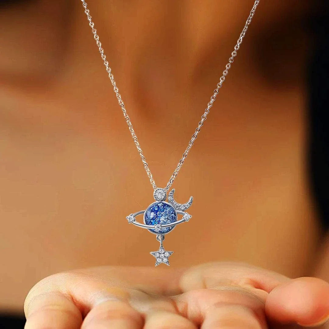 Glänzende Silberkette für Mädchen, "Unendliche Liebe" und Stern-Design. Sterlingsilber Tochtergeschenk.
