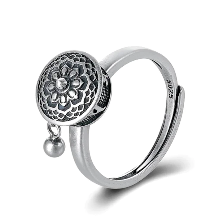 Unisex Anti-Stress Spinnerring mit Lotusblume aus Silber, drehbar, zur Beruhigung.