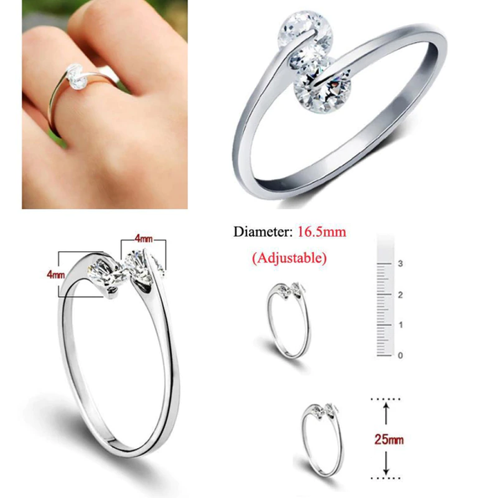 Exquisiter Damen Verlobungsring, gefertigt aus poliertem 925er Sterling Silber, hypoallergen.