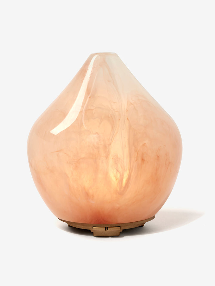 Rosenquarz Aroma-Diffusor mit feinem Nano-Nebel, stimmungsvoller Ambientebeleuchtung für Entspannung & Wellness.