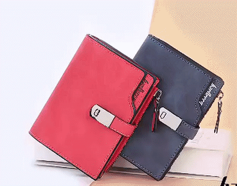 Unisex Kartenhalter Portemonnaie. Kompakt, mit Magnetverschluss, ideal für den täglichen Gebrauch, Rot/Schwarz.
