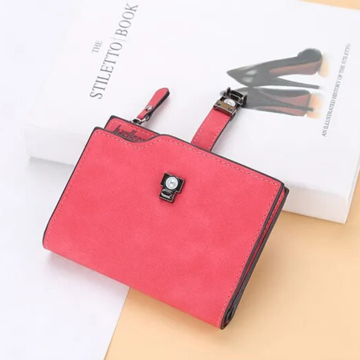 Geldbörse Unisex, Rot, mit Magnetverschluss. Klein, Organizer-Funktion, Kartenhalter & Münzfach.
