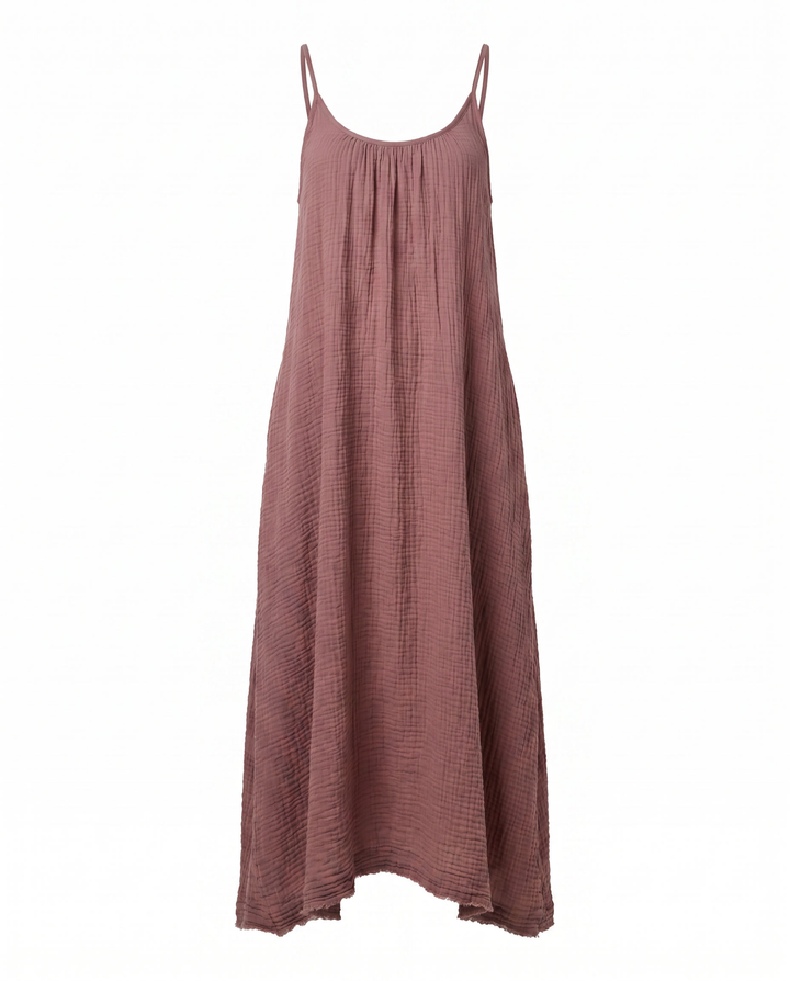 Luftiges Damen Sommerkleid Maxi, rückenfrei mit Trägern, ideal für Strand & Freizeit.