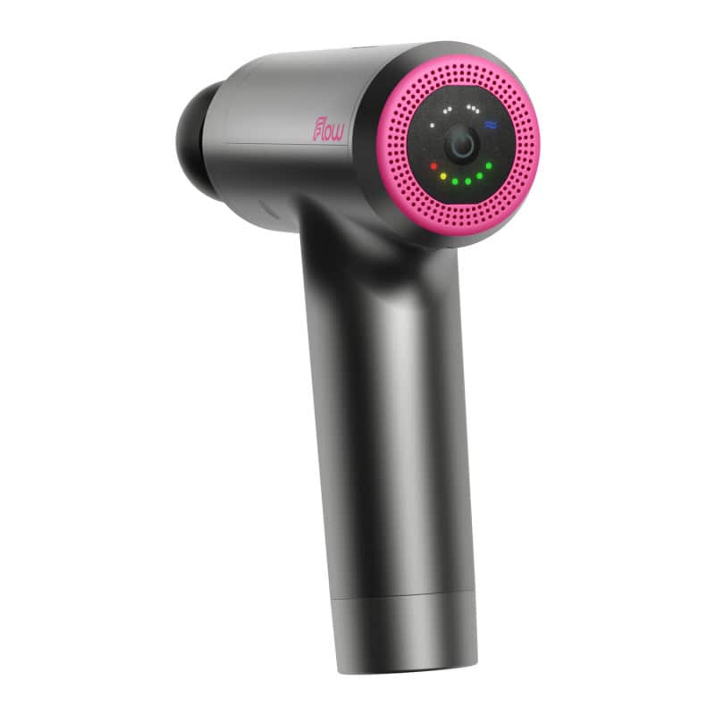 Detailaufnahme einer ergonomischen Massagepistole, bereit für effektive Muskelentspannung und Physiotherapie.