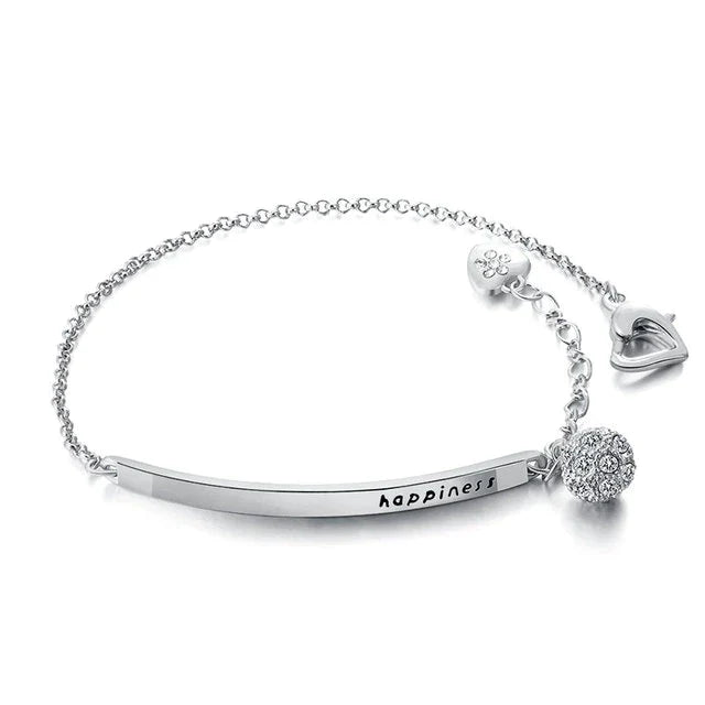 Elegantes Damen Silberarmband mit glitzerndem Glücks-Kristall. Hochwertiger, nickelfreier Schmuck, wasserdicht.